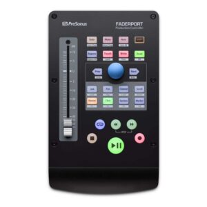 The 2nd-generation PreSonus FaderPort is a compact single-fader USB control surface designed to deliver flexible hardware control of DAWs for producers, musicians, and audio engineers in home, project, and mobile studios. Allowing you to speed up your productions by keeping your hand off your mouse, it features a touch-sensitive 100mm motorized fader, a large 360° push-button encoder, and a comprehensive transport control section.