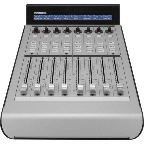 The Mackie MCU XT Pro is an 8-channel control surface extension for the Mackie MCU Pro. Slightly narrower than the main unit, the MCU XT Pro has all the channel strip features of the MCU Pro, without the master section.