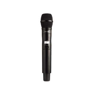 Clear, Accurate Audio with Interchangeable Capsule The unit delivers clear, reliable 24-bit/48 kHz digital audio over its entire 330' range, great for live performances and presentations in music venues, houses of worship, and conference spaces. The KSM9HS capsule with dual 3/4” gold-layered, low-mass Mylar diaphragms provides a consistent frequency response. The mic features a Class-A, discrete transformerless preamplifier for transparency, extremely fast transient response, and no crossover distortion. The integrated three-stage "pop" protection grille reduces plosives, wind, and other breath noises. The interchangeable capsule design allows you to replace the KSM9HS capsule with a Shure capsule that’s ideal for your application and simply screw it onto the transmitter—including KSM9, SM58, SM86, SM87A, Beta 58A, Beta 87A, Beta 87C capsules, and more. User-Friendly Features in a Rugged Housing The unit quickly syncs with a wireless receiver via infrared at the touch of a button. Shure Proprietary Gain Ranging automatically adjusts the mic input level, eliminating the need for transmitter gain adjustments. The power button conveniently doubles as mute switch, while preserving RF lock. Frequency and power lockout functions prevent accidental or unauthorized changes during events. A backlit LCD with easy-to-navigate menu and controls lets you quickly access frequency, group, and channel settings, along with mute and lock status, RF output, and remaining battery life. 1/10/20mW selectable RF output power allows you to increase either the transmitter's range or the number of mics operating simultaneously. Convenient Power Management Options Operates for up to 11 hours on two AA batteries. Optional Shure SB900A lithium-ion rechargeable battery pack offers intelligent power management with over 12 hours of battery life, precision metering in hours and minutes, and zero memory effect. External charging contacts allow for docked battery charging with the SBC200 dual-docking charger (available separately). The networkable SBC220 charger (available separately) allows for remote power monitoring via Shure’s Wireless Workbench software.