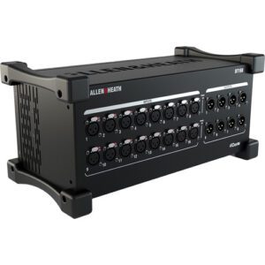 The Allen & Heath DT168 is a 16×8 Dante/AES67 audio I/O expander offering tight integration with dLive and SQ Series mixers for live stage applications such as houses of worship, concert venues, and theaters. It features 16 low-noise microphone preamps and eight line outputs, all on balanced 3-pin XLR connectors. 48V phantom power is selectable per input while 16 LEDs indicate the phantom power status for all inputs. 32-bit / 96 kHz converters deliver the detailed audio quality and high resolution that modern productions demand.