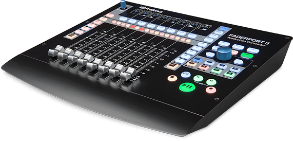 The PreSonus Faderport 8 – Mix Production Controller is an eight-channel mix production controller, featuring eight 100mm touch-sensitive, motorized faders and eight digital scribble-strip displays. The Session Navigator makes mixing and controlling your favorite DAW fast and easy with compatibility for virtually any DAW host for Mac OS X or Windows. Additionally, the controller supports HUI and Mackie Control emulations, as well as native control of Studio One including Control Link and parameter follow. The Faderport 8 ships with a USB cable and an external power supply.