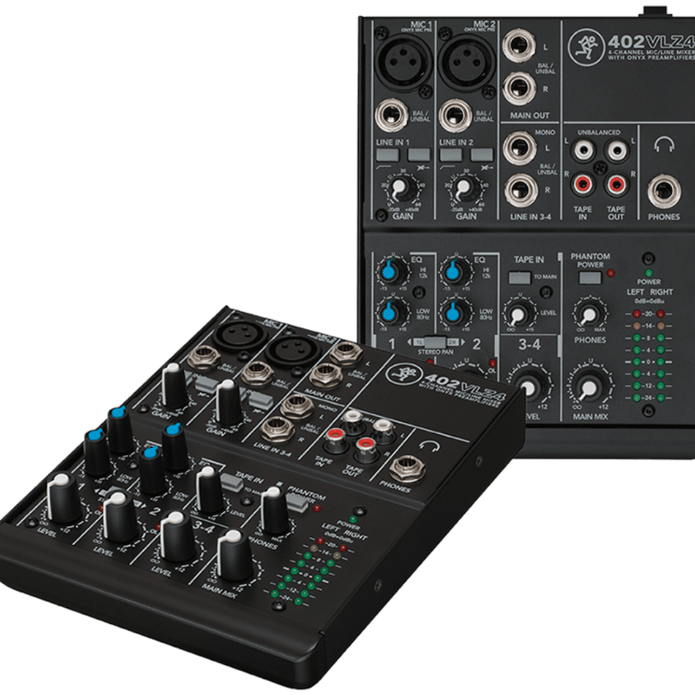 The Mackie 402VLZ4 4-Channel Ultra-Compact Mixer features Onyx microphone preamps in an ultra-compact design and is suitable for professional low-input applications. From every input to every output, the mixer is designed to provide the highest headroom and lowest noise possible for maximum signal integrity.