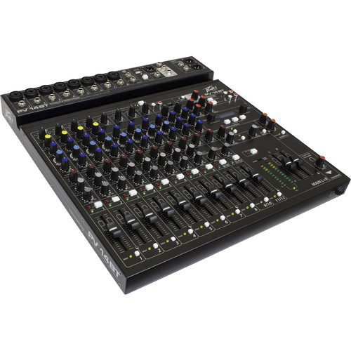 The Peavey PV 14 BT Mixing Console is a professional non-powered mixer for studio and live applications. The console features reference-quality microphone pre-amps with a pair of direct outputs for recording, a stereo input channel, a dedicated media channel, and an effects send jack with level control.