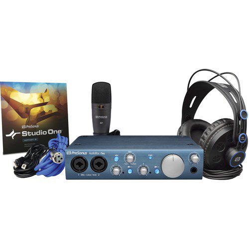 PreSonus AudioBox iTwo Studio – Complete Mobile Hardware/Software Recording Kit is a complete mobile recording solution for Mac, Windows and iPad, and includes integrated software that allows for transferring songs wirelessly from the Capture Duo software for iPad to the Studio One software for additional editing and mixing. Perfect for mobile musicians, sound designers and podcasters, the USB 2.0 bus-powered AudioBox iTwo provides two channels of audio input and output.