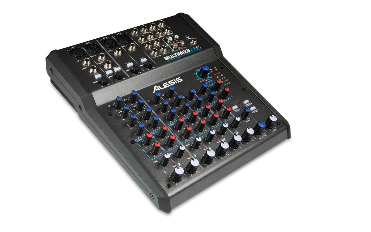 Record, mix and add effects all in one place. This compact mixer with built-in effects doubles as a computer recording interface so you can mix, record, or do both at the same time. Whether you are mixing a band or sub-mixing a group of inputs, such as a drumset, the MultiMix 8 USB FX is easy to use, rugged, and packed with features. Offering microphone inputs with phantom power, guitar-direct inputs, and line-level inputs for connecting everything else, plus a wide range of effects, the MultiMix 8 USB FX delivers clean audio to your PA or recording system plus hassle-free computer connection.
