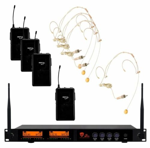 The Nady DW-44 Digital Microphone Systems have the superior sound quality of digital audio technology in an easy-to-use and cost-effective package with top professional operating features like; 48 kHz / 24-bit digital audio conversion, low latency, and clear channel operation inthe UHF 900MHz band providing interference-free performance for any application. With four independent wireless receivers built into a single rack space the DW-44 is perfect for houses of worship, School plays, University classrooms, Auditoriums and Performance venues. DW-44 Frequencies -905.80, 917.30, 910.70, 925.90 MHz