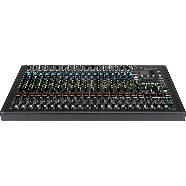 The Mackie Onyx24 24-channel premium analog mixer with USB is the pinnacle of compact mixing solutions. Featuring high-definition 24-bit/96kHz multi-track recording via USB or SD card, 18 award-winning Onyx low-noise mic preamps, the Onyx24 delivers professional-caliber sound for live gigs or studio sessions. The feature-packed mixer offers powerful DSP effects, 3-band "British Style" EQ and integrated recording/playback from SD cards—everything you need to capture and shape your best takes with stunning fidelity.