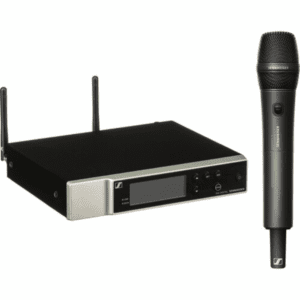 The Sennheiser EW-D 835-S SET with Handheld and MMD 835 Mic Capsule combines pristine 24-bit digital audio with an impressive 134 dB dynamic range, equidistant tuning grid, and automated Bluetooth set up App for your phone to create a professional rackmount wireless microphone system that anyone can use